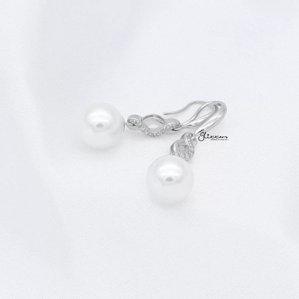 Sterling Silver Infinity Charm with Pearl Hook Earrings