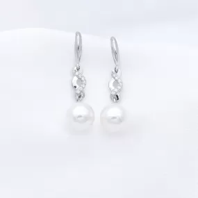 Sterling Silver Infinity Charm with Pearl Hook Earrings