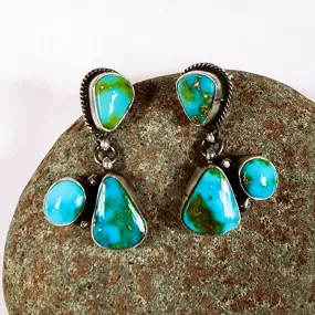 Stunning Natural Royston Turquoise Post Earrings