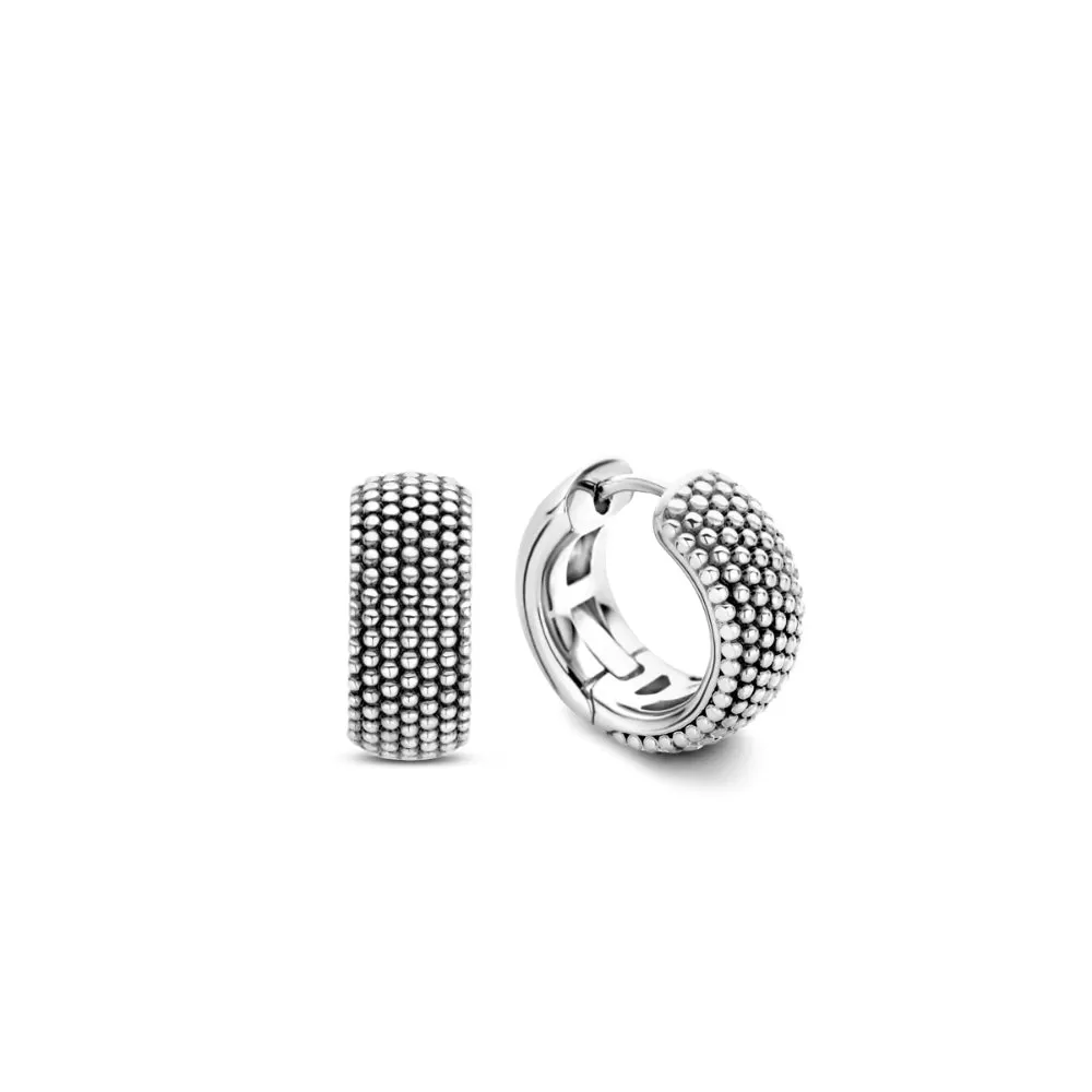 Ti Sento Silver Beaded Huggie Hoops