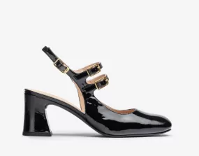 UNISA Black Patent Heeled Mary Jane Shoe Miluca