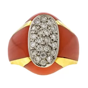 Vintage Diamond & Coral Ring