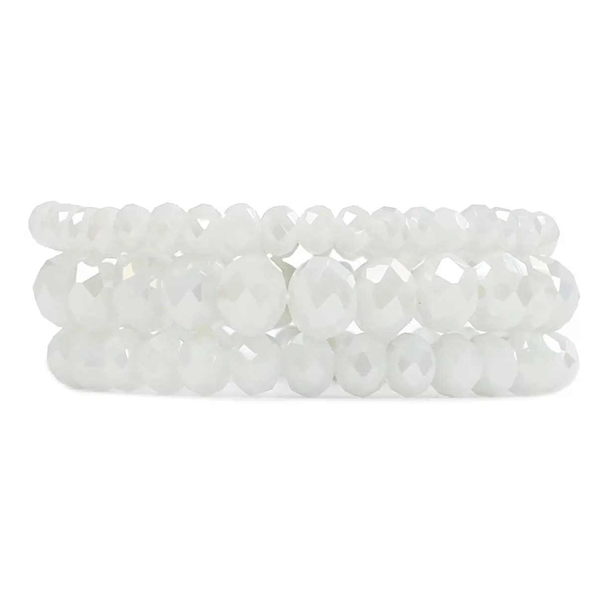 White Crystal Stretch Bracelets - 3 piece set