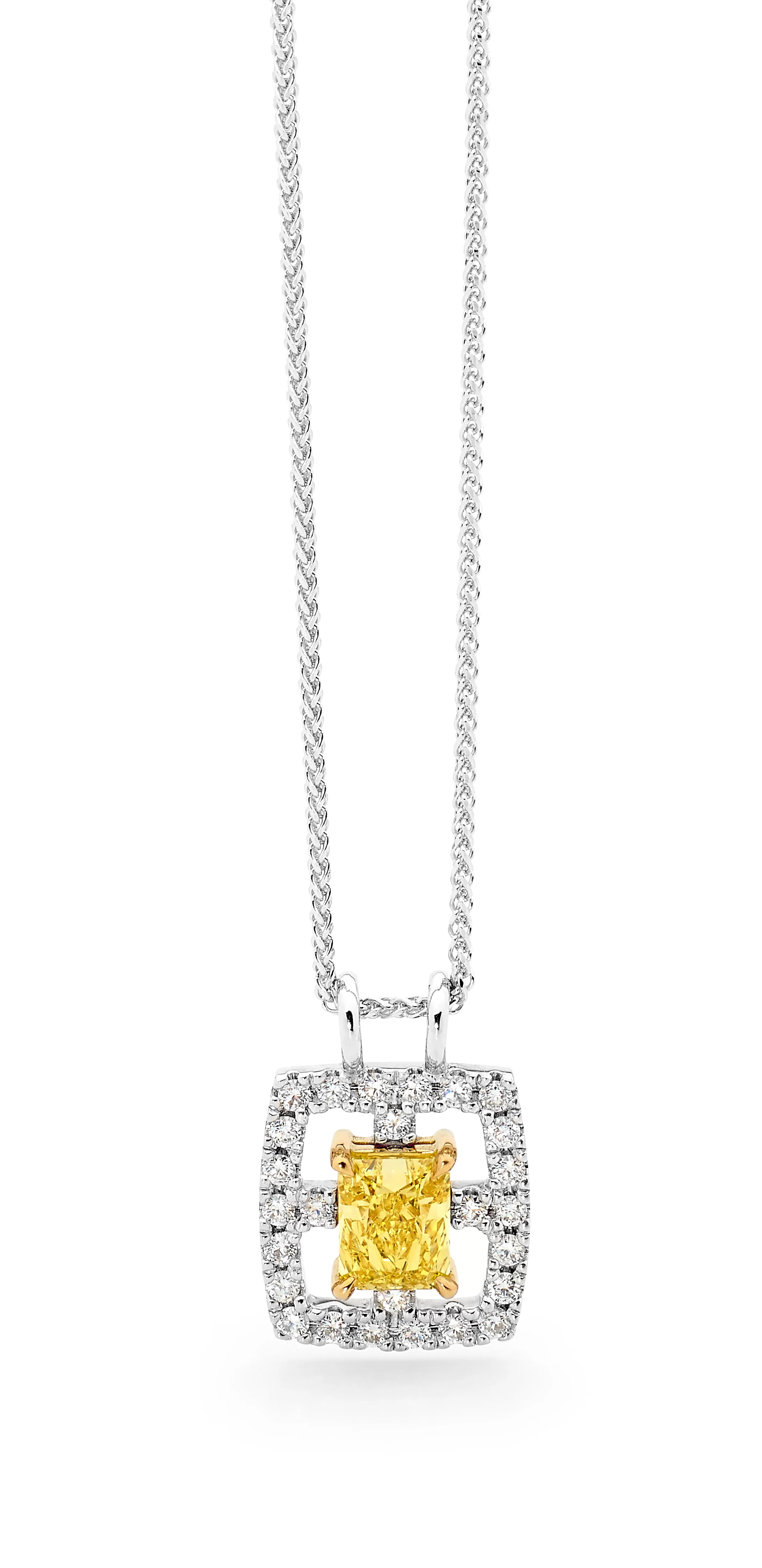 Yellow and White Diamond Pendant