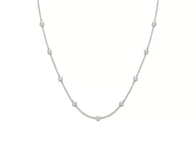 Yellow Gold Pearl Station Necklace